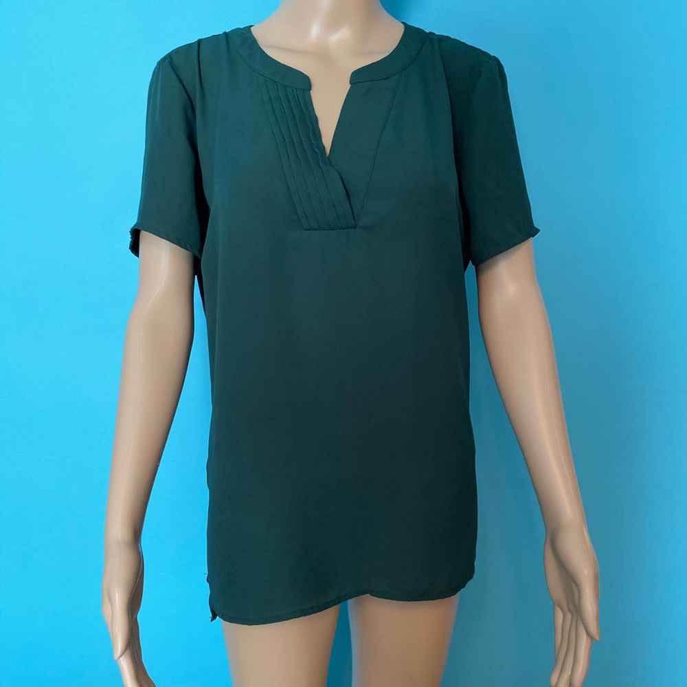 Forest green crepe blouse from ModCloth, size XL